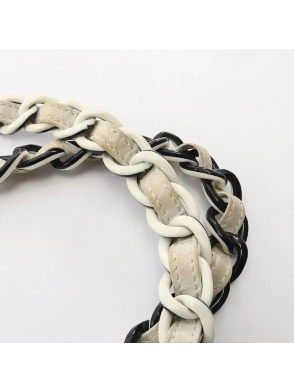 Chanel Tote Quilted White Leather Plastic Chain